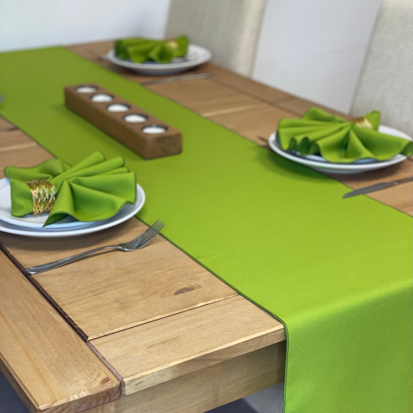 Bright Olive Green polyester table runner