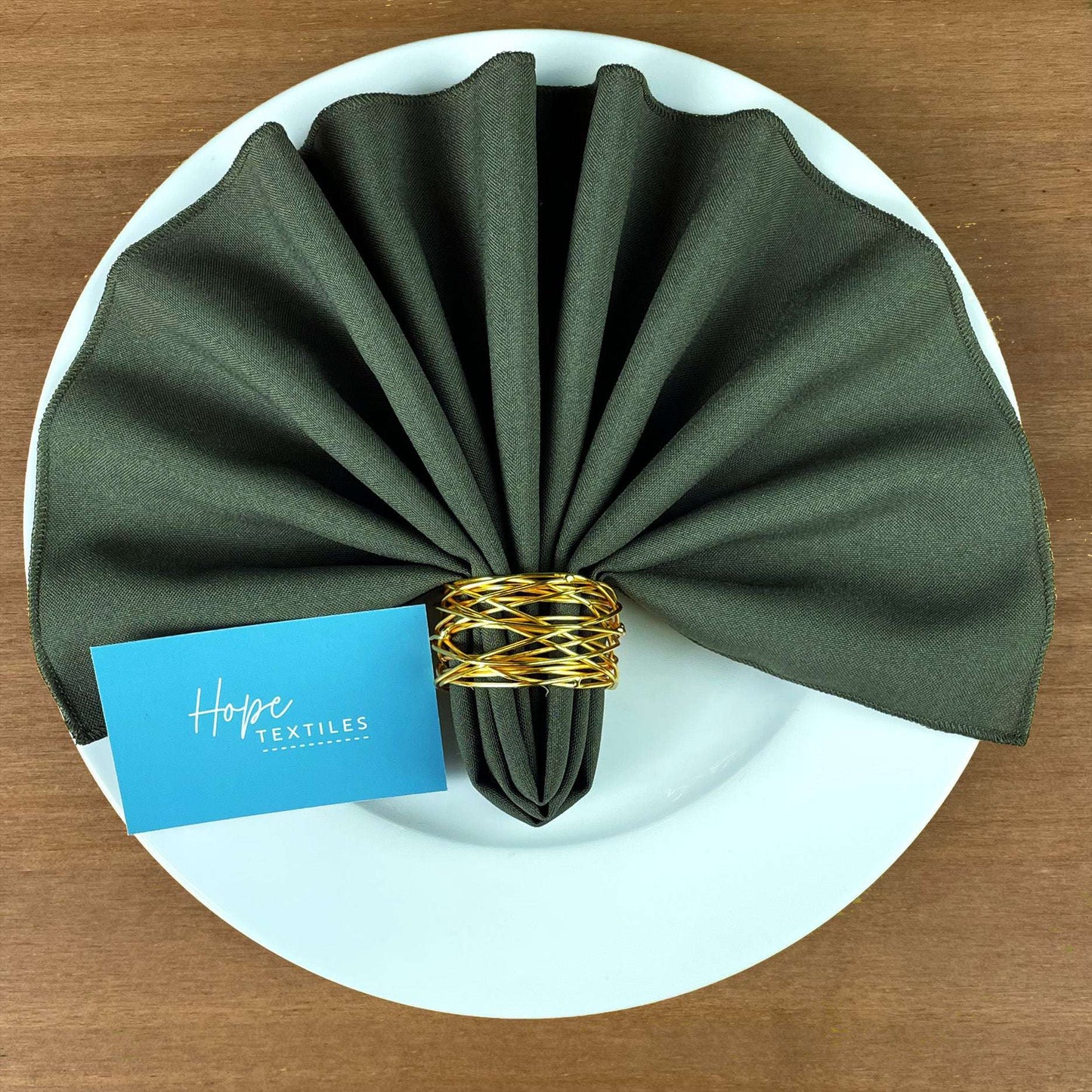 Tischläufer und Serviettenset in Dunkelolivgrün