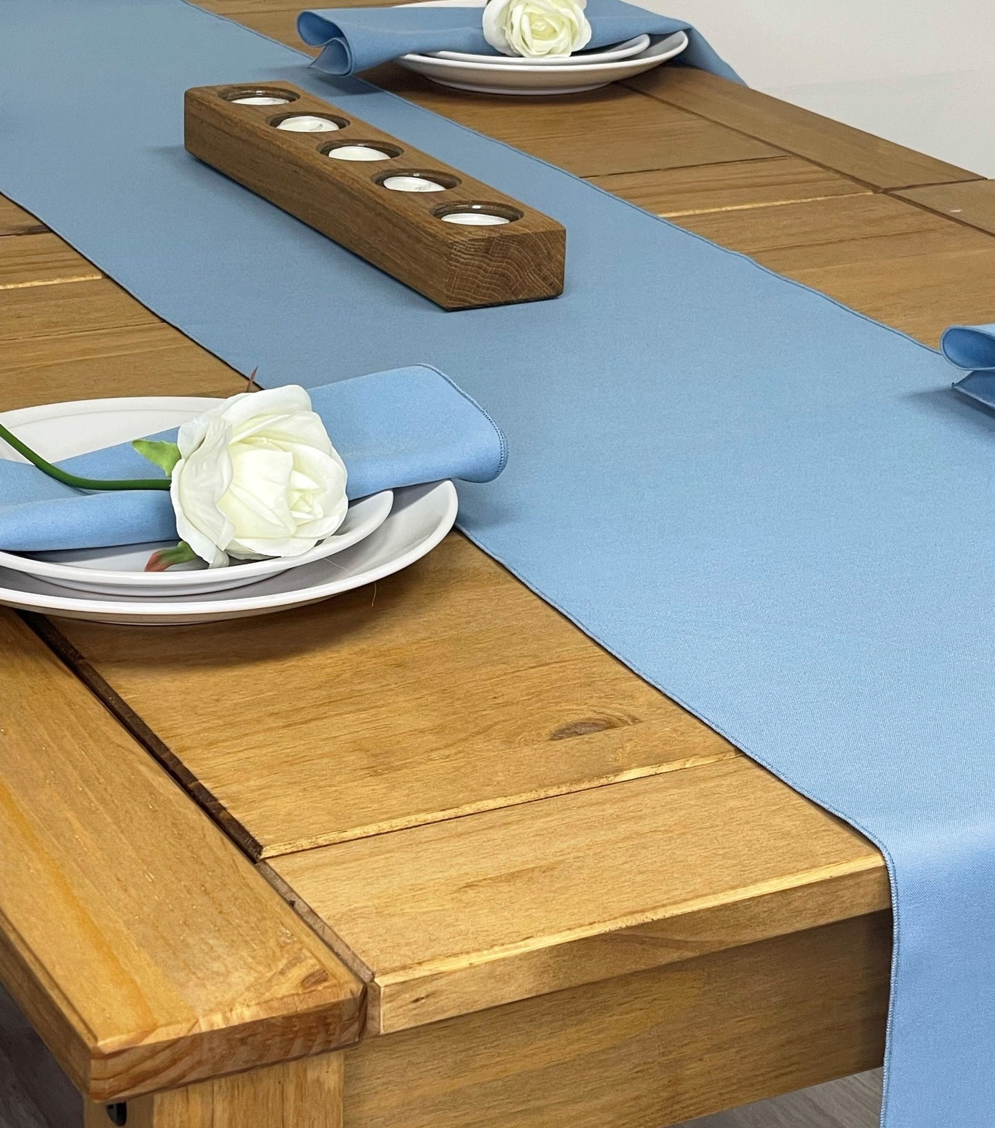 Dusky Blue Polyester table runner