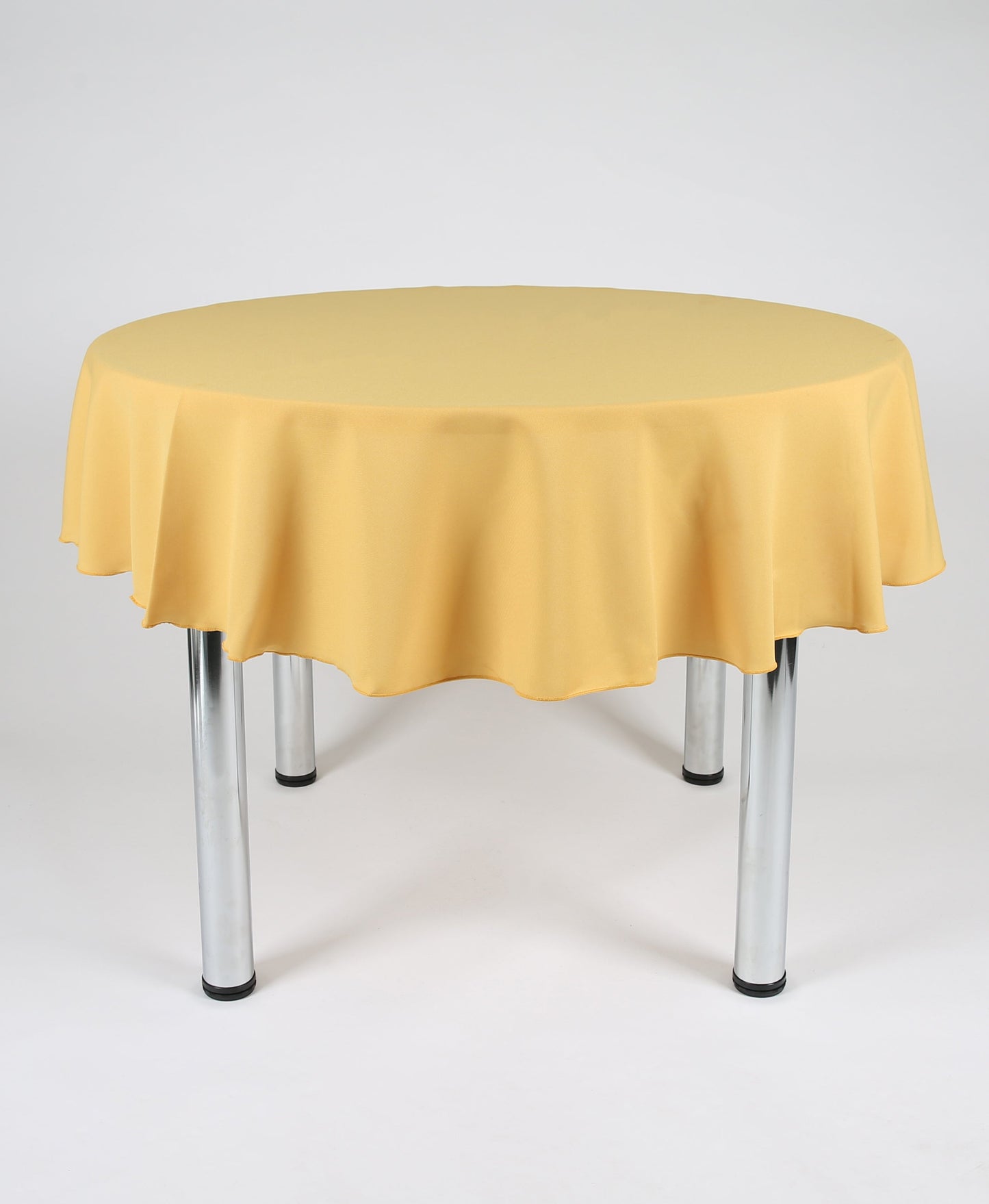 Senfgelbe, große, runde Tischdecke mit Seitennähten