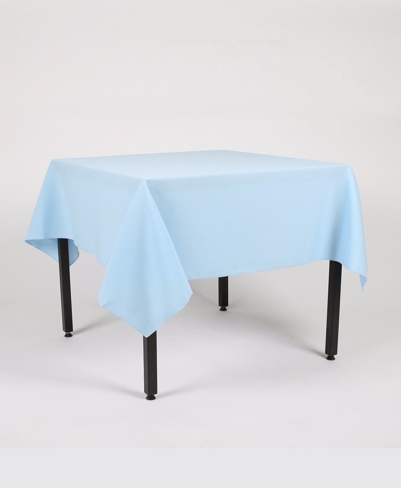 Babyblaue, rechteckige, schlichte Tischdecke – extra breite Tischdecken werden mit einer seitlichen Naht hergestellt.