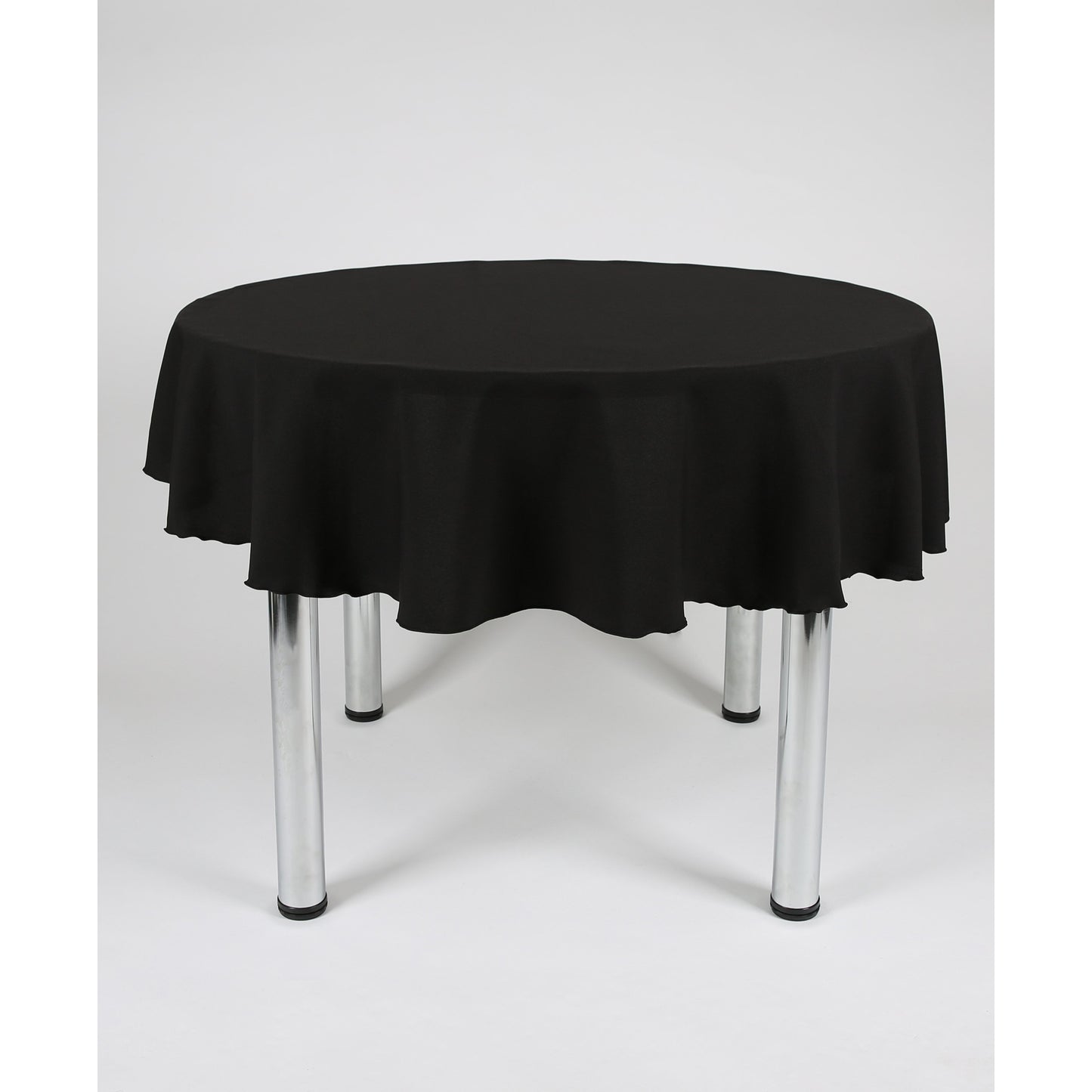 Schwarze, runde, einfarbige Tischdecke – extrabreit. Geeignet für Hochzeiten, Partys, Taufen.