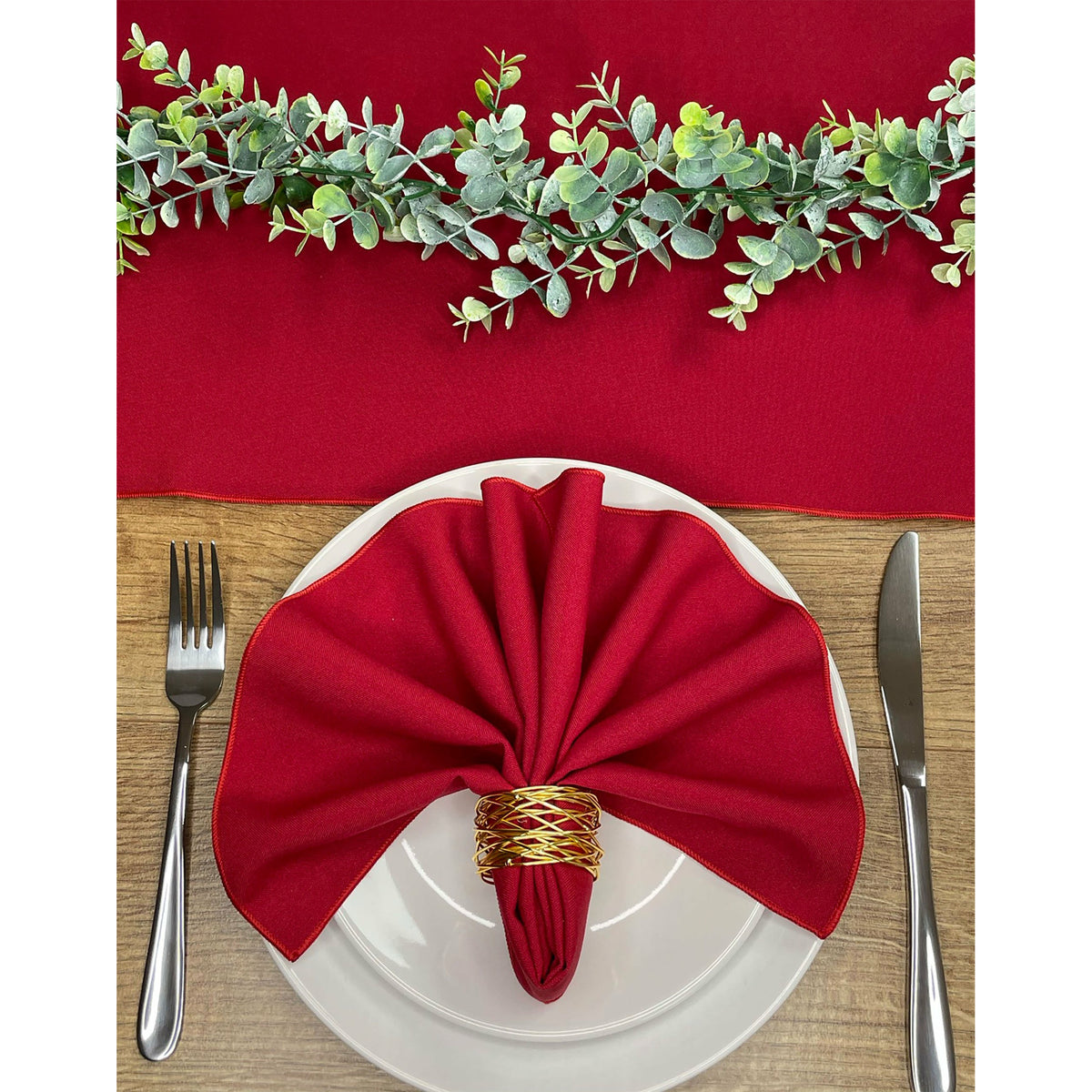 Cherry Red Fabric Napkin and Table Runner set - Hope Linens Limited