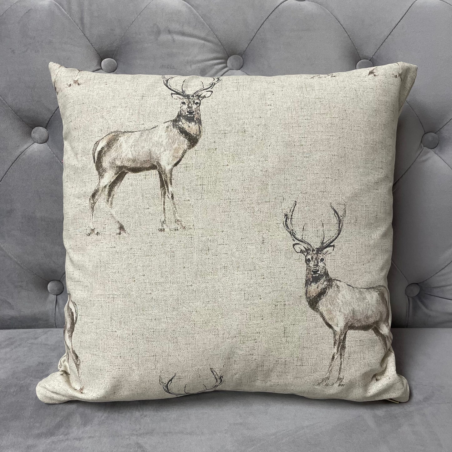Stag Print Cushion Cover Natural Earth Shades