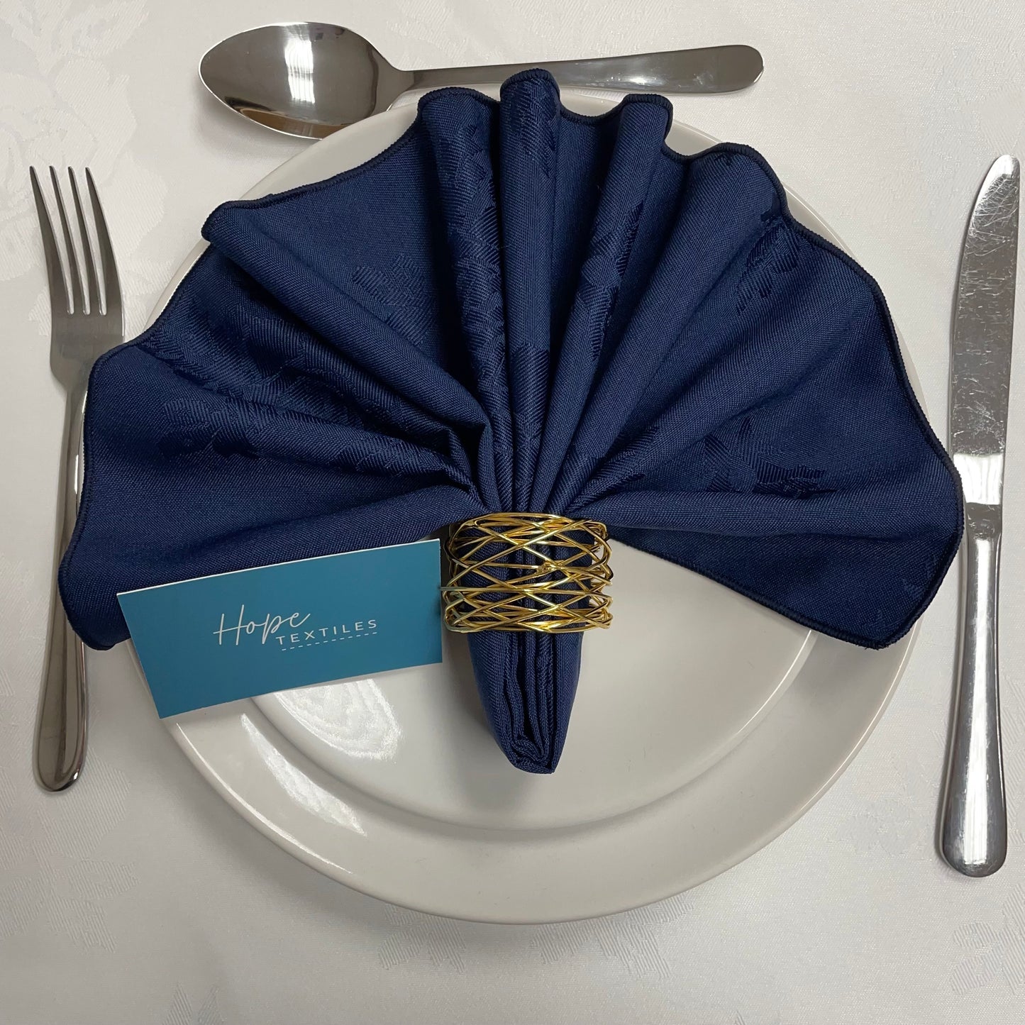 Marineblaue Damast-Rosen-Serviette