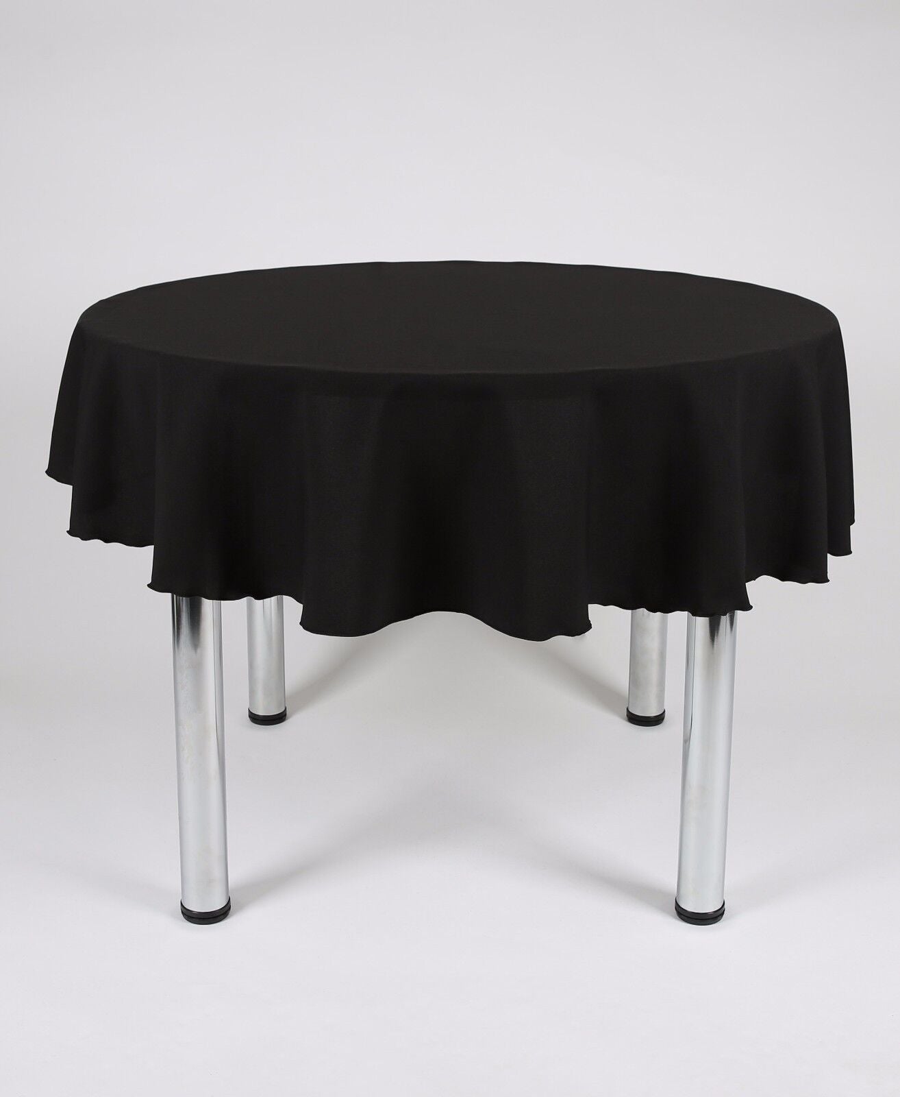 Black Cotton Look Round Plain Tablecloth