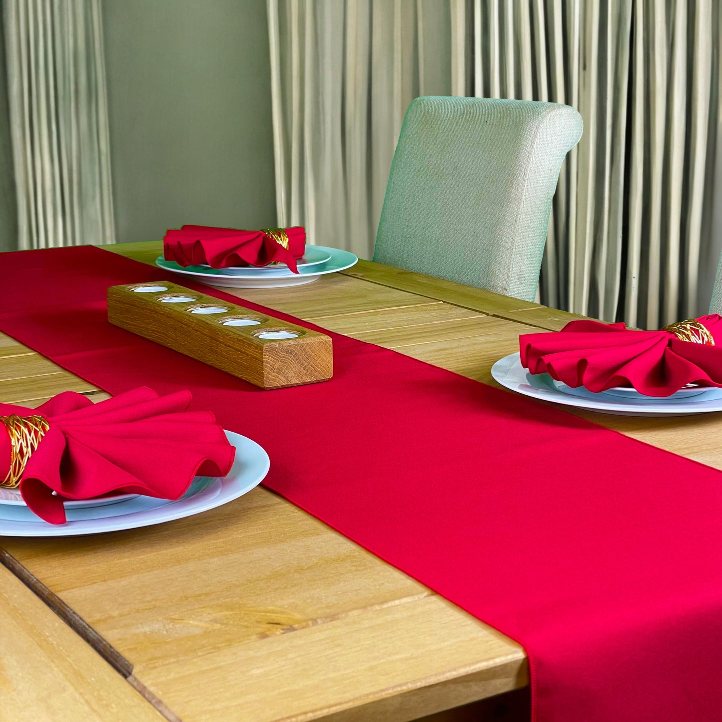 Red Table Runner and Napkin Set