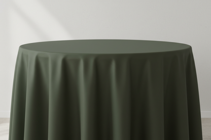 Große, runde Tischdecke in Dunkeloliv mit Seitennähten
