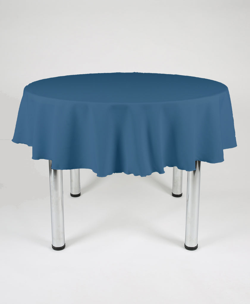 Airforce Blue Plain Polyester Round Tablecloth