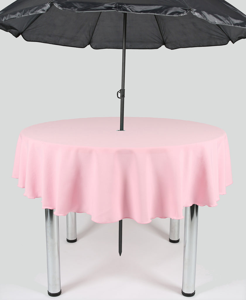 Baby Pink Plain Patio Round Tablecloth