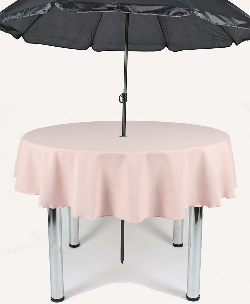 Blush Pink Plain Patio Round Tablecloth
