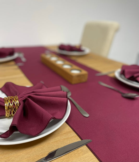 Burgundy Cotton Runner and Napkin Set