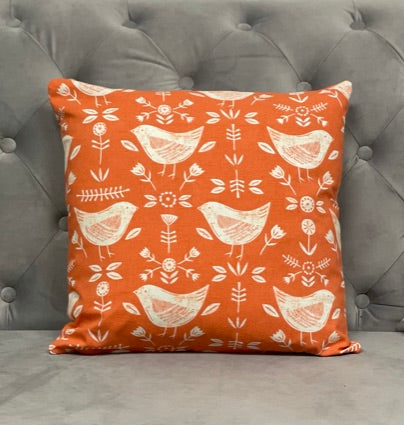Burnt Orange Scandi Narvik Bird Design Cotton Cushion covers