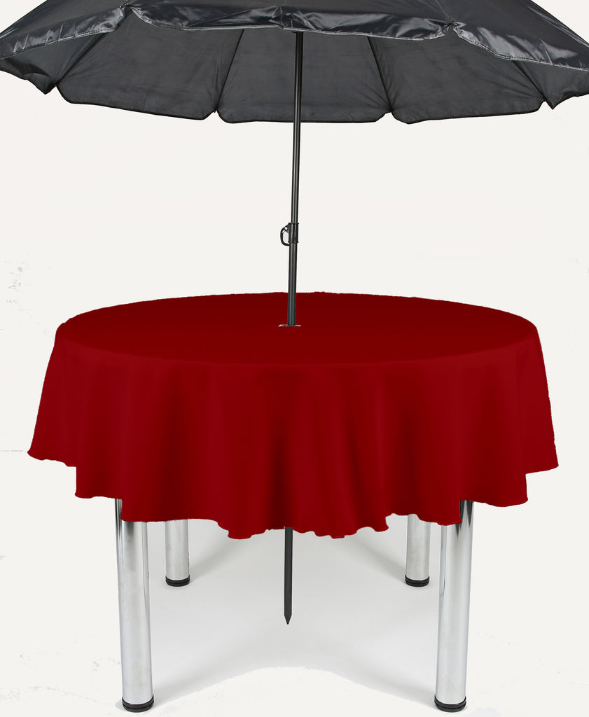 Cherry Red Plain Patio Round Tablecloth