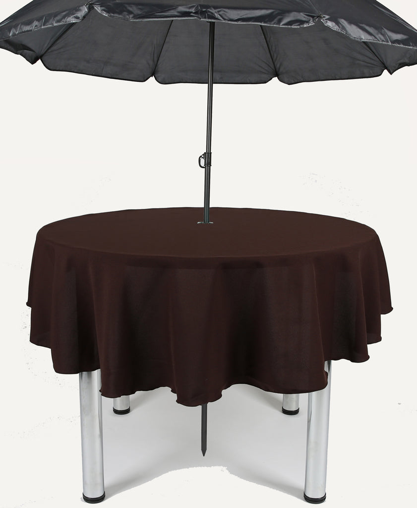 Chocolate Brown Plain Patio Round Tablecloth