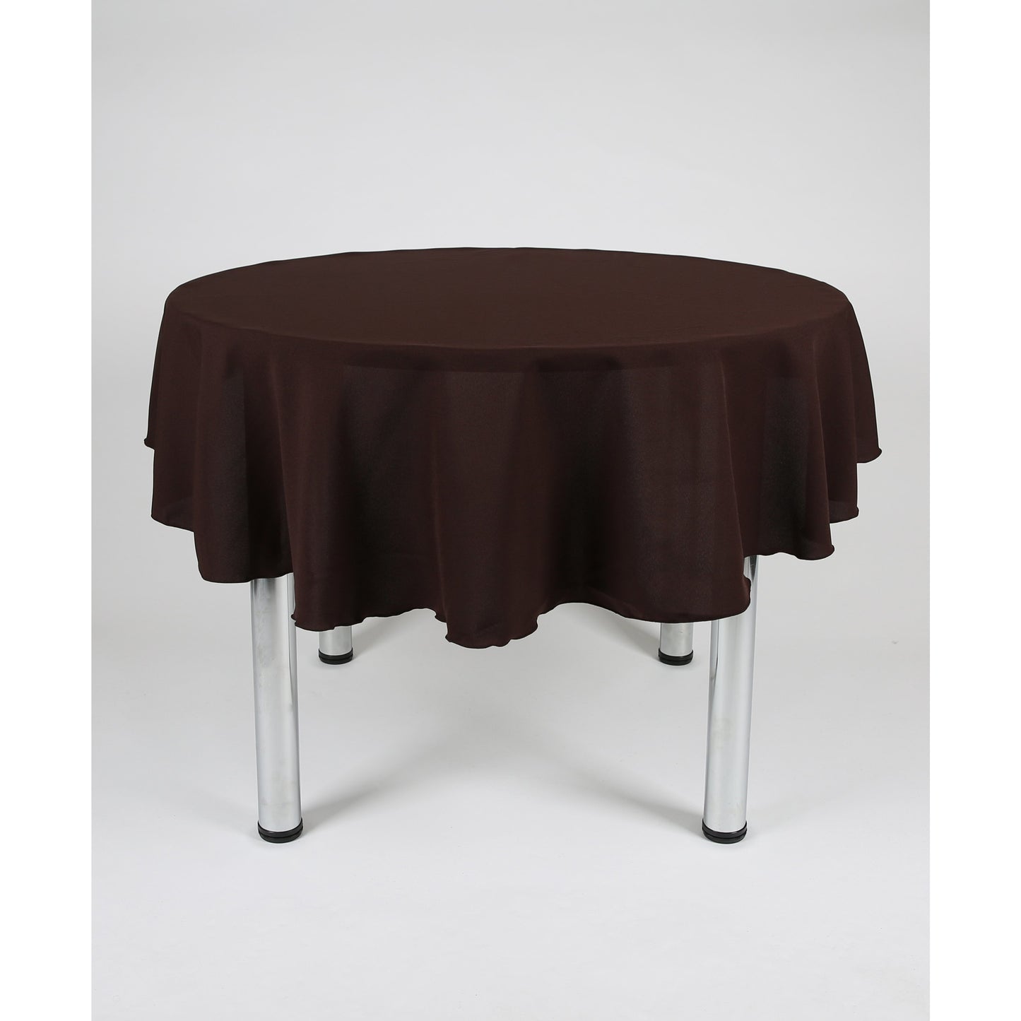 Dunkelbraune, runde, einfarbige Tischdecke – extrabreit. Geeignet für Hochzeiten, Partys, Taufen.
