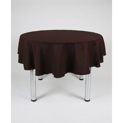 Dunkelbraune, runde, einfarbige Tischdecke – extrabreit. Geeignet für Hochzeiten, Partys, Taufen.