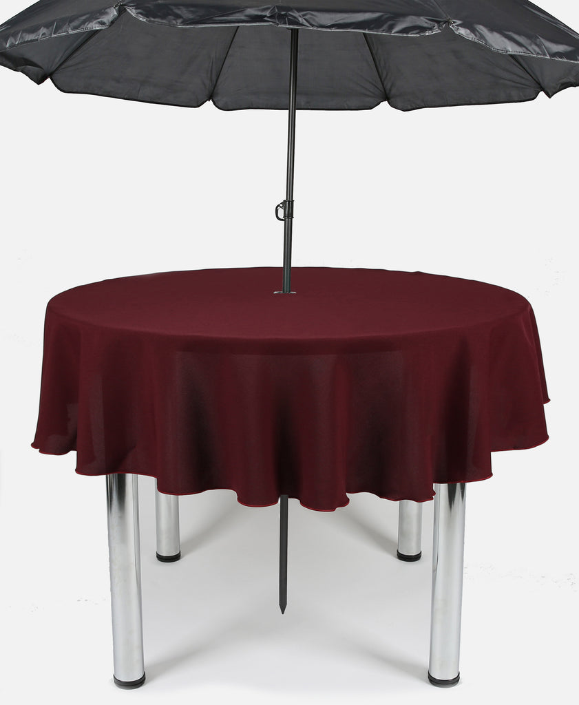 Dark Burgundy Plain Patio Round Tablecloth