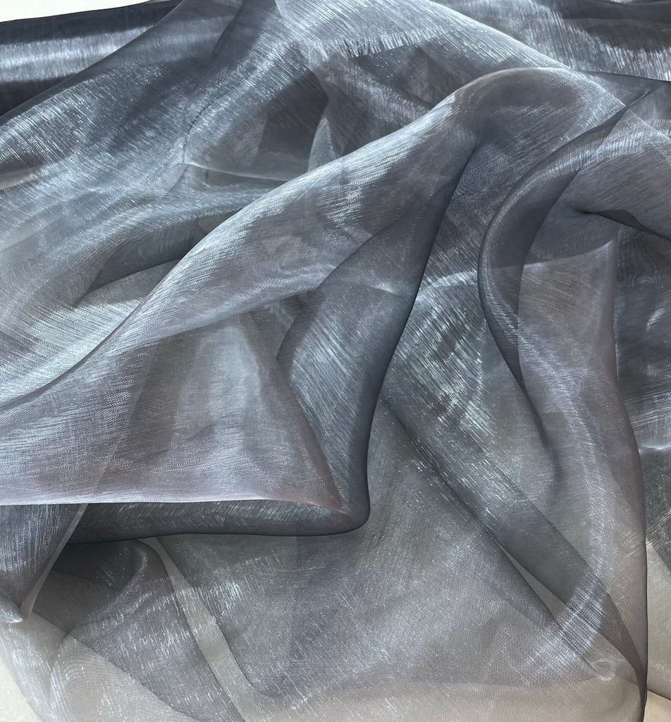 Dark Grey Plain Dye Organza Fabric