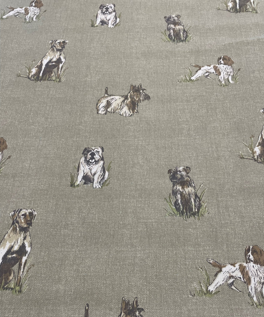 Dog Printed Cotton Fabric in Natural Shades