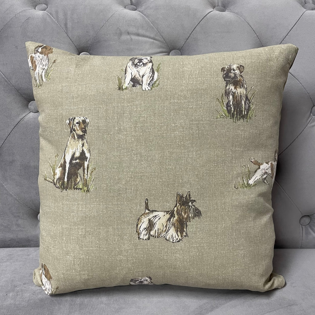 Dog Printed cushion in natural shades