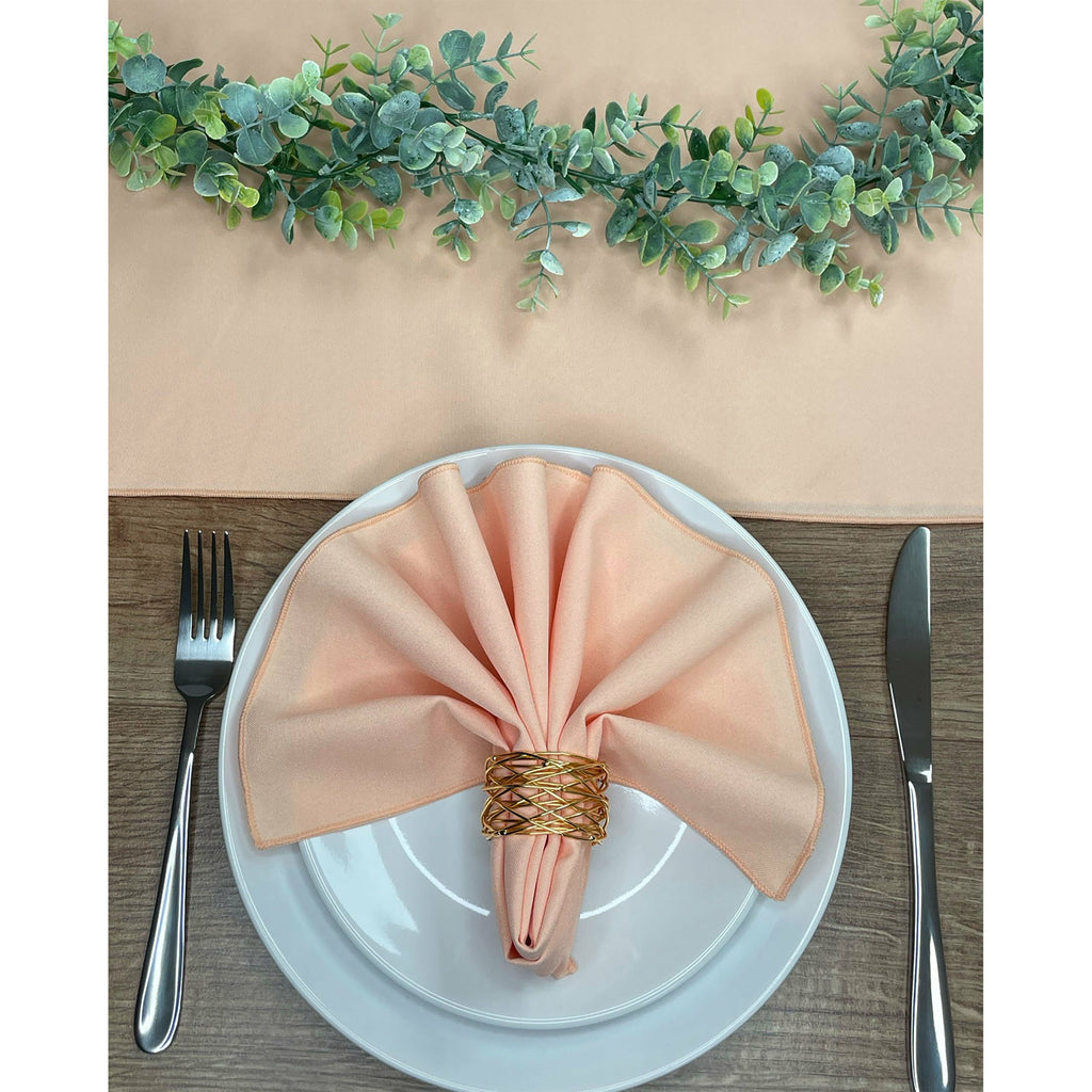 Peach Fabric Napkin and Table Runner Set