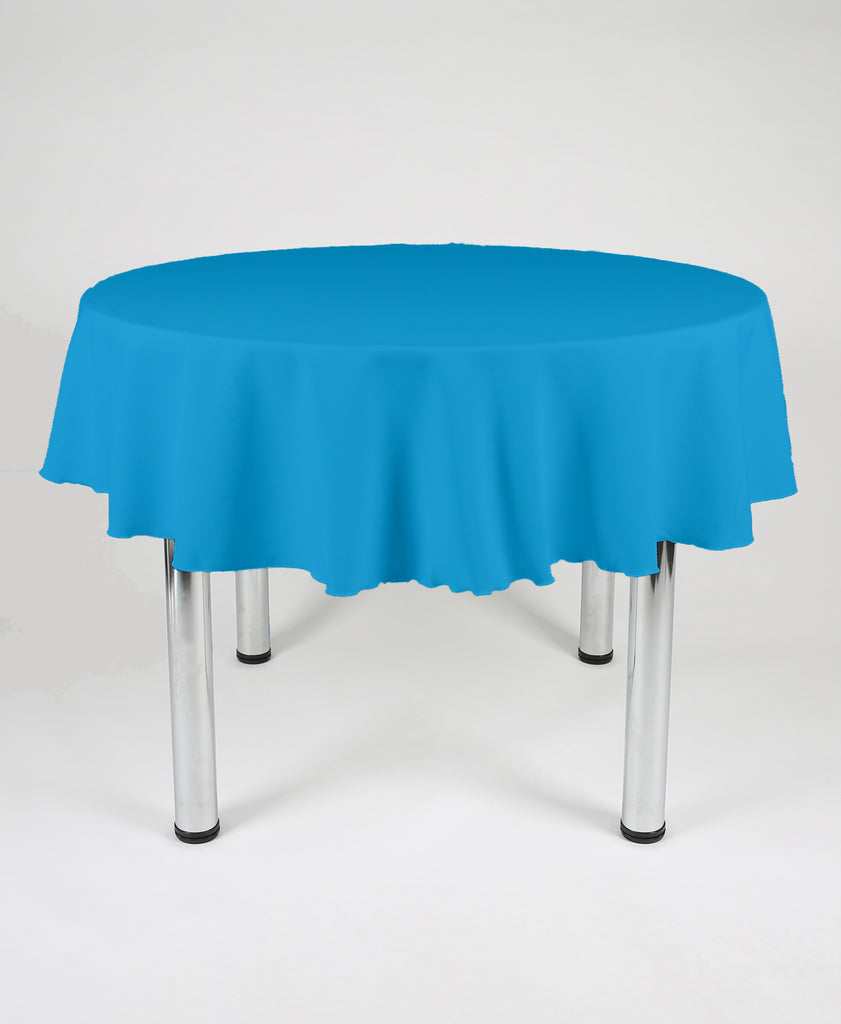 Peacock Blue Plain Round Tablecloth 