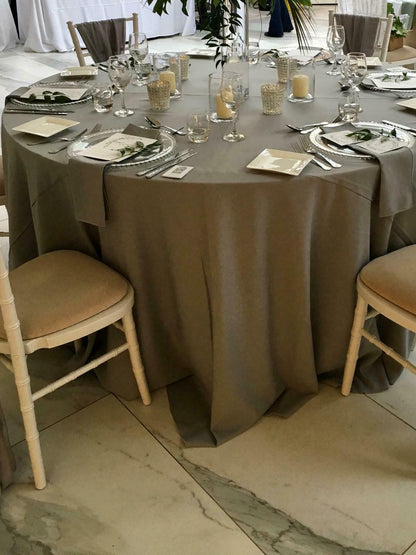 Dark Grey Round Plain Tablecloth - Extra Wide. Suitable for weddings, parties, christenings.