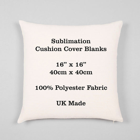 Blank Sublimation Cushion Cover with zip 100% Polyester 16" / 40cm