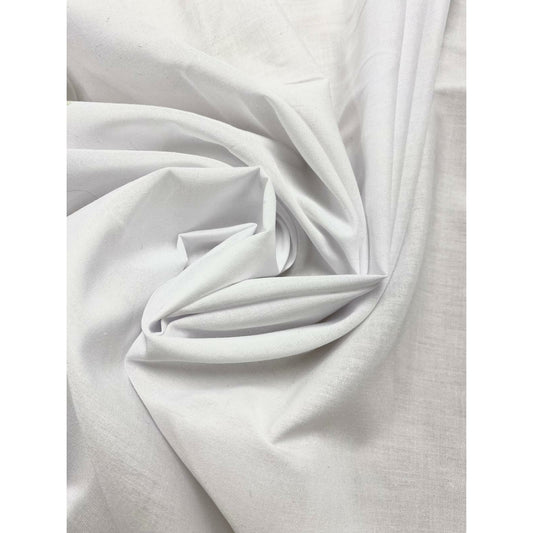 White Polycotton Fabric - By the metre