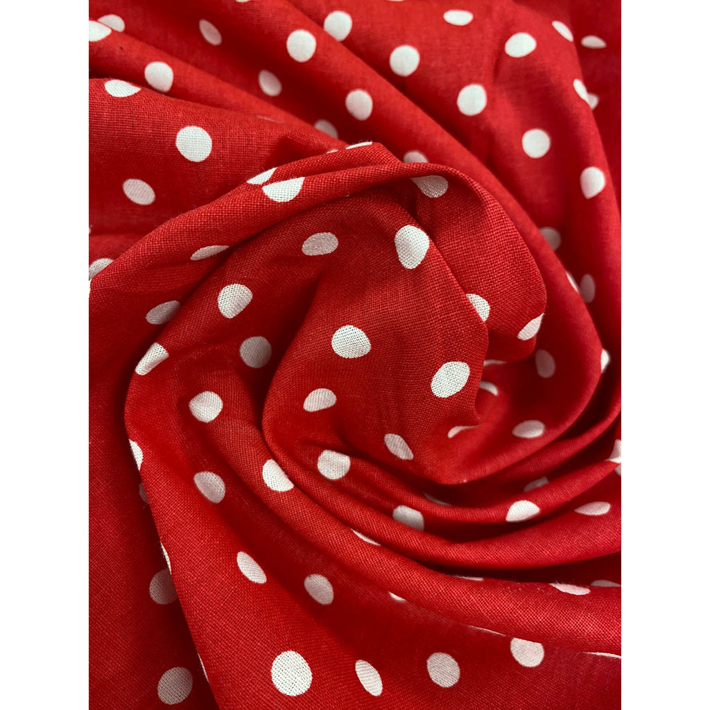 Red Cotton Fabric with white spots 
