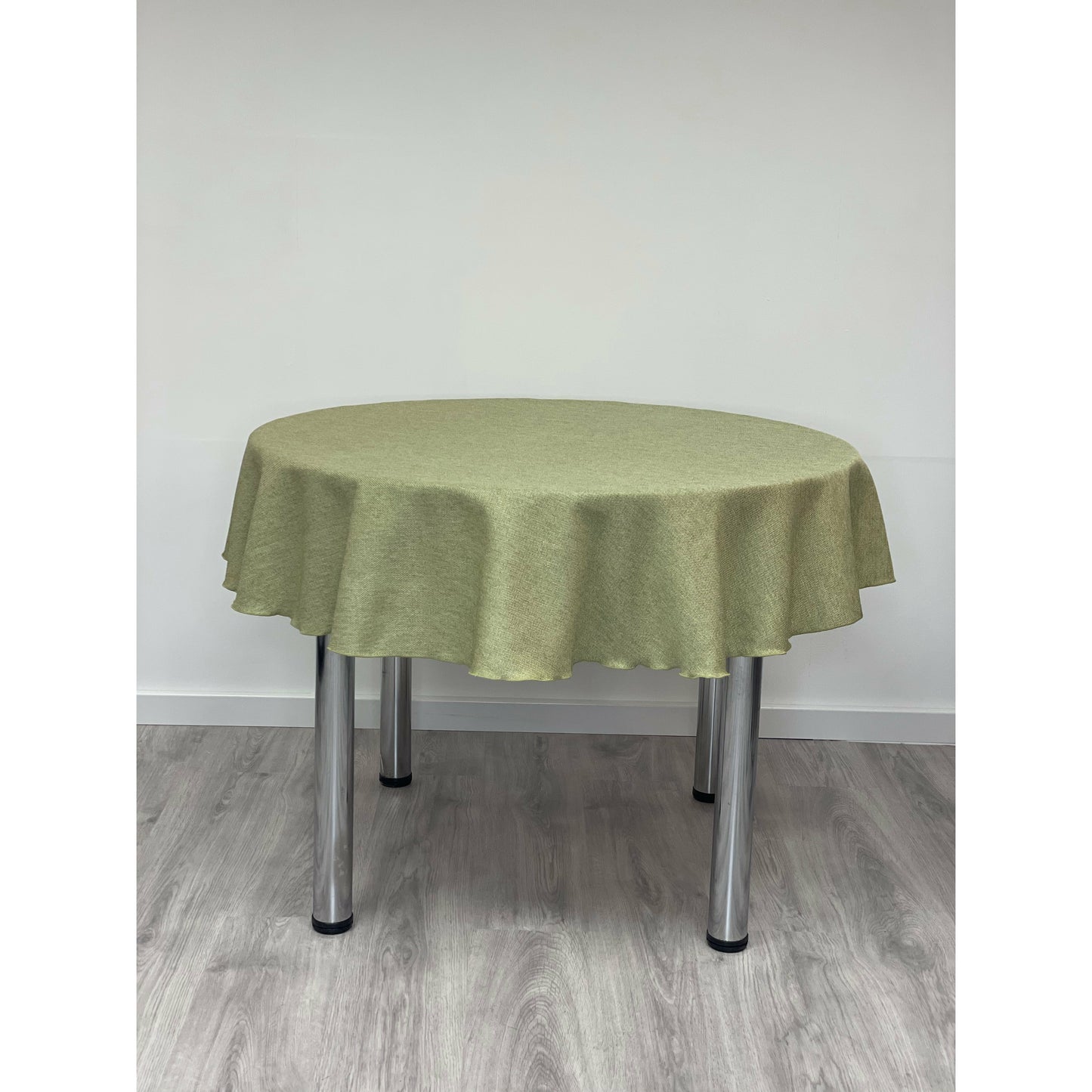 Runde, schlichte Tischdecke „Salisbury“ in Weidengrün